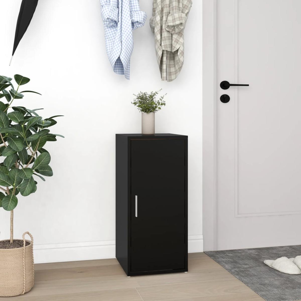 Mueble zapatero de madera contrachapada negro 32x35x70 cm