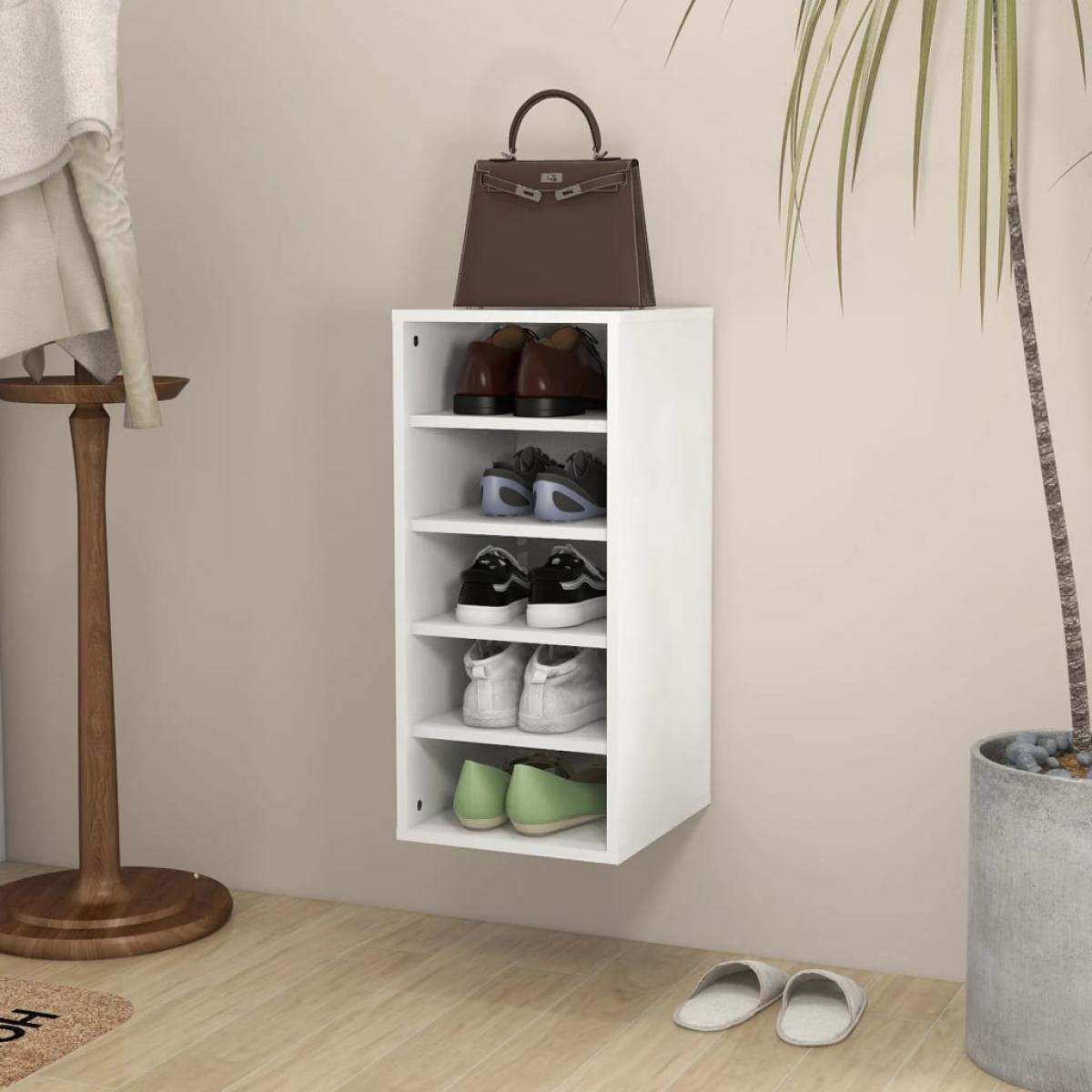 Mueble zapatero de madera contrachapada blanco 31,5x35x70 cm