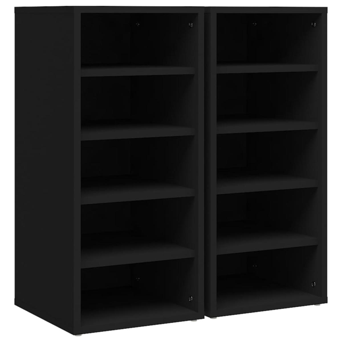 Muebles zapateros 2 uds madera contrachapada negro 31,5x35x70cm
