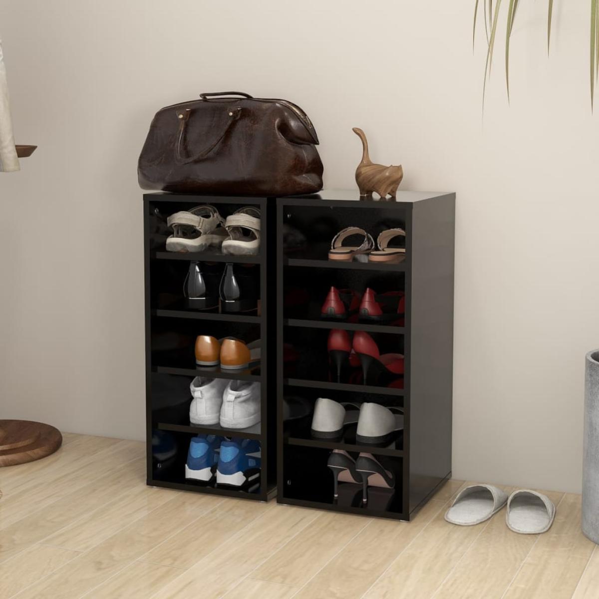 Muebles zapateros 2 uds madera contrachapada negro 31,5x35x70cm