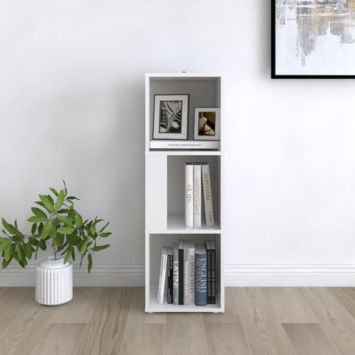 Mueble de esquina madera contrachapada blanco 33x33x100 cm