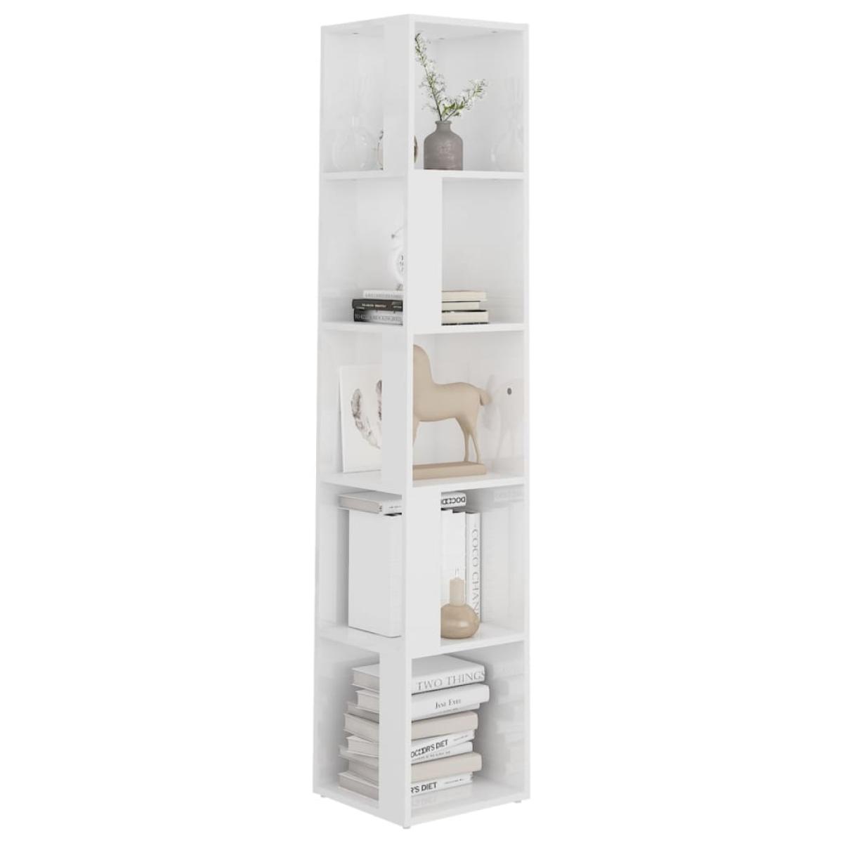 Armario de esquina aglomerado blanco con brillo 33x33x164,5 cm