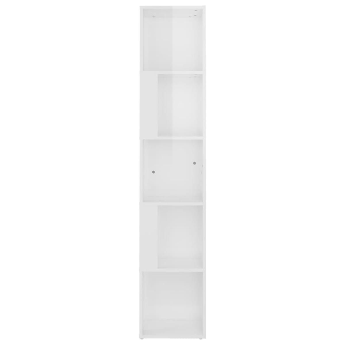 Armario de esquina aglomerado blanco con brillo 33x33x164,5 cm