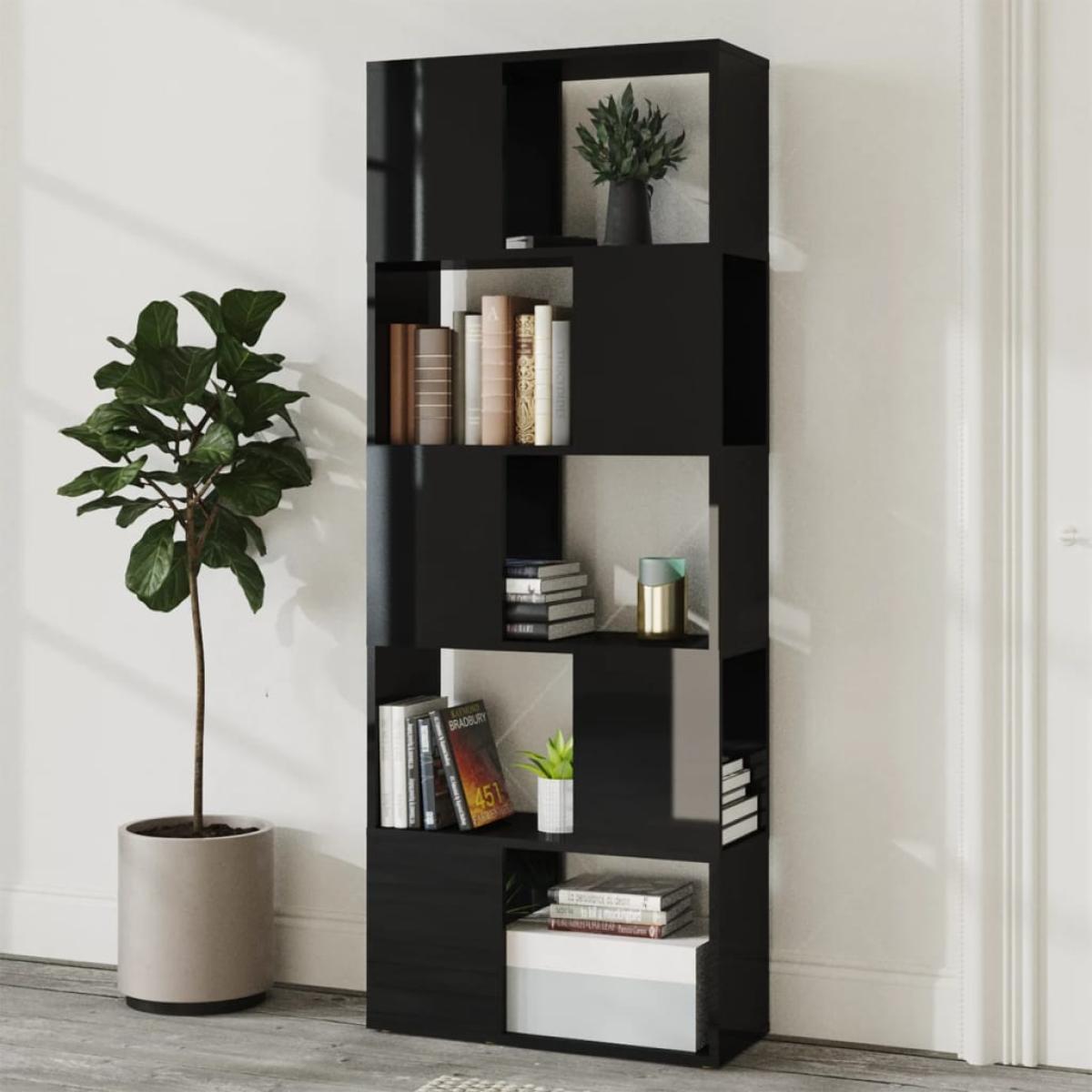 Estantería divisor de espacios negro con brillo 60x24x155 cm
