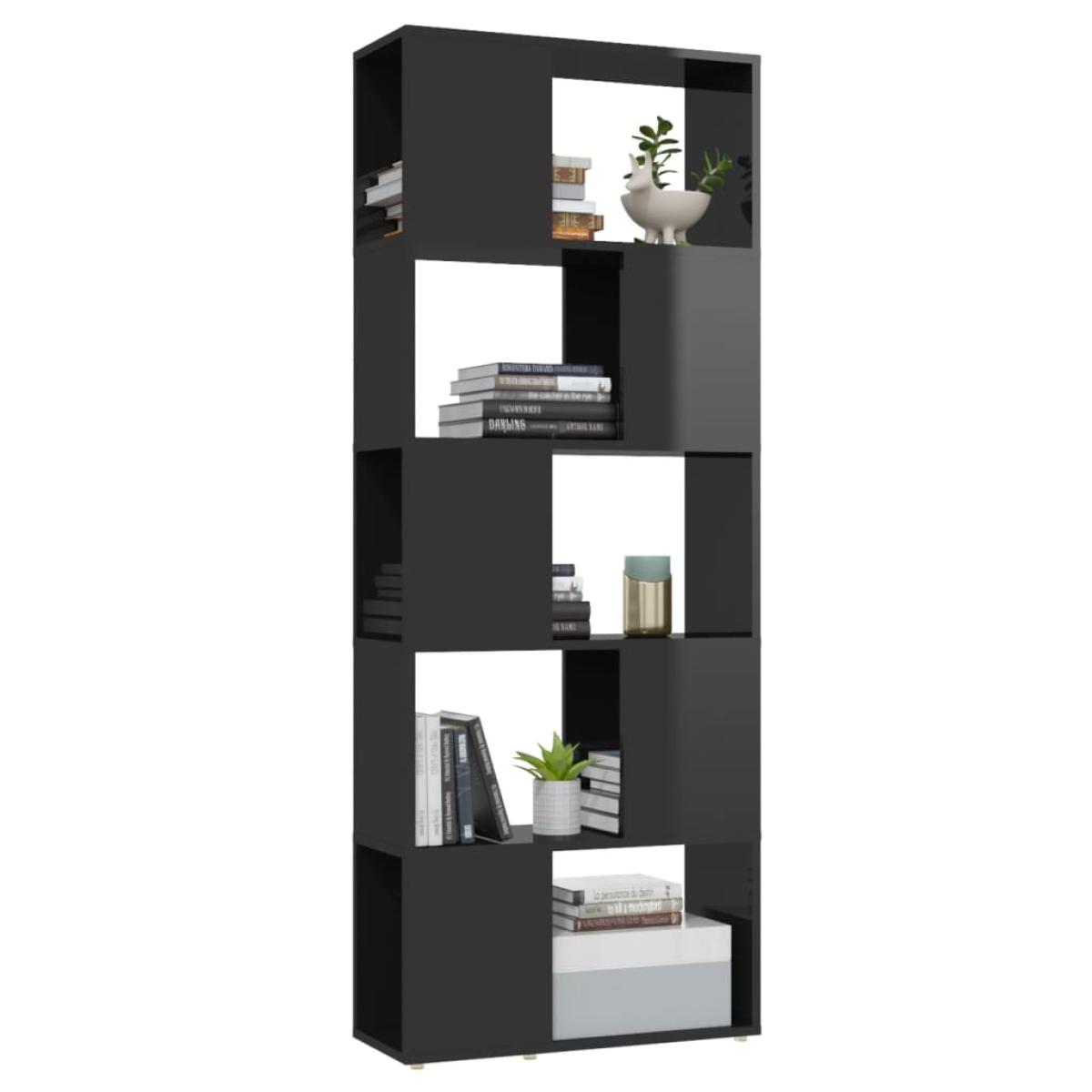 Estantería divisor de espacios negro con brillo 60x24x155 cm