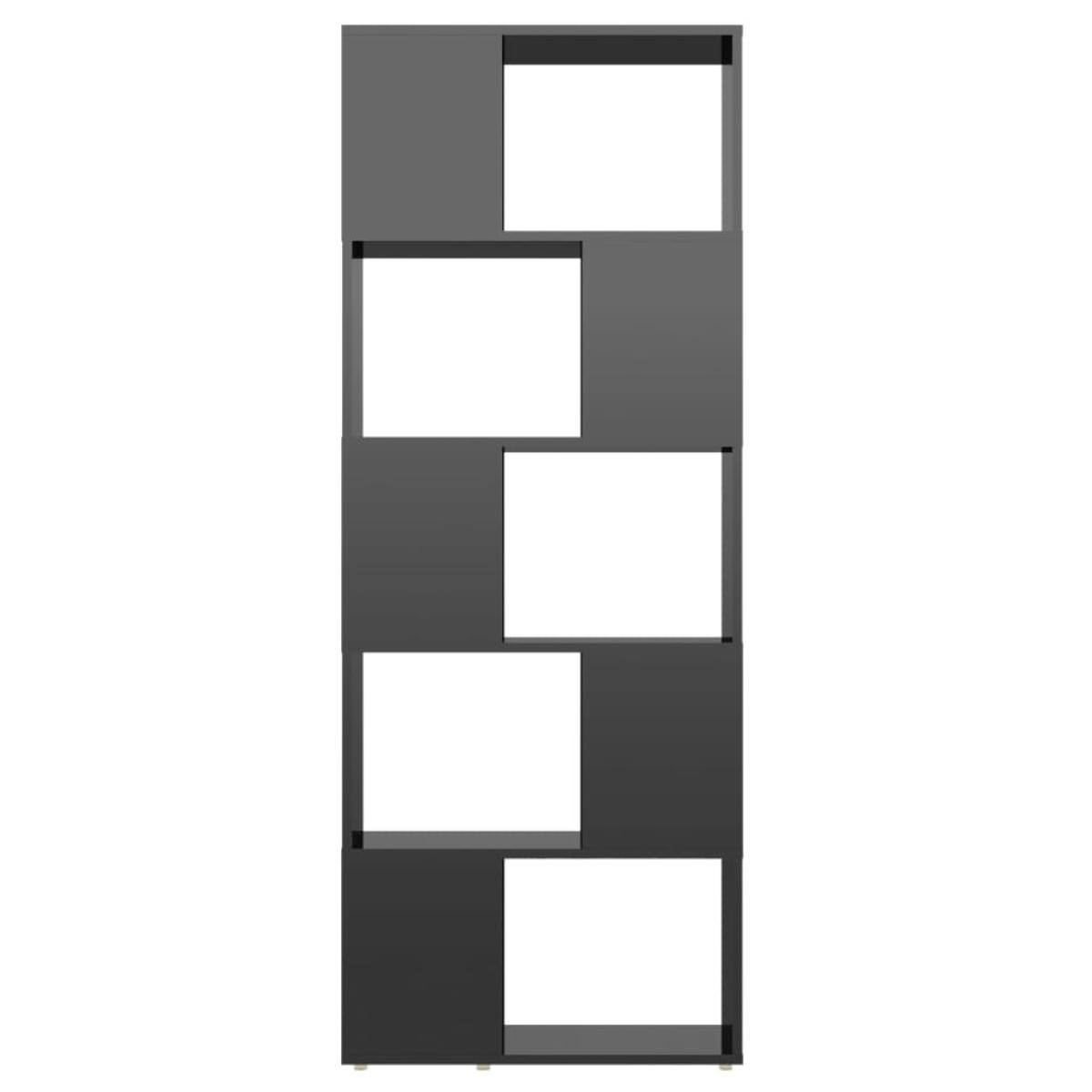 Estantería divisor de espacios negro con brillo 60x24x155 cm