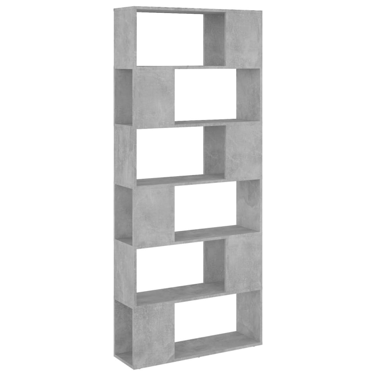 Librería separador contrachapada gris hormigón 80x24x186 cm