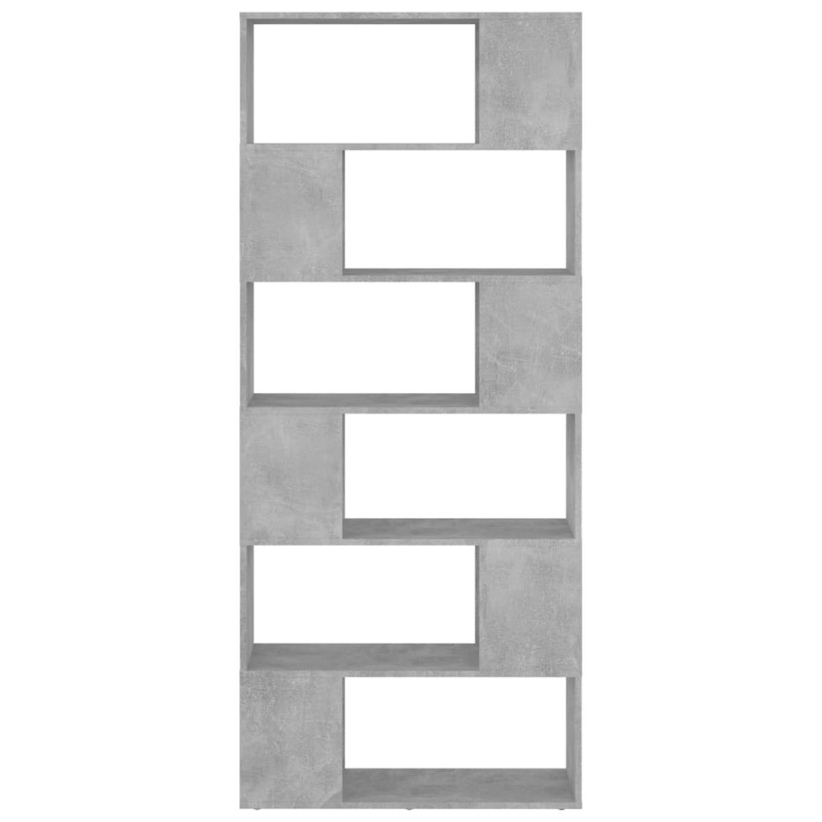 Librería separador contrachapada gris hormigón 80x24x186 cm