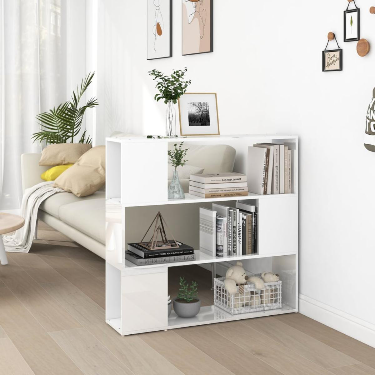 Estantería divisor de espacios blanco con brillo 100x24x94 cm