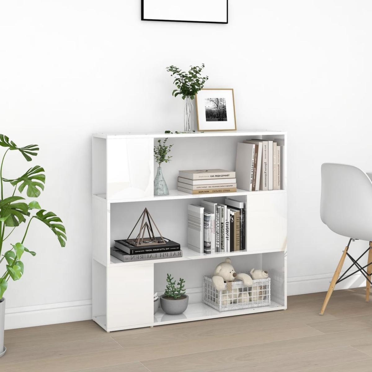 Estantería divisor de espacios blanco con brillo 100x24x94 cm
