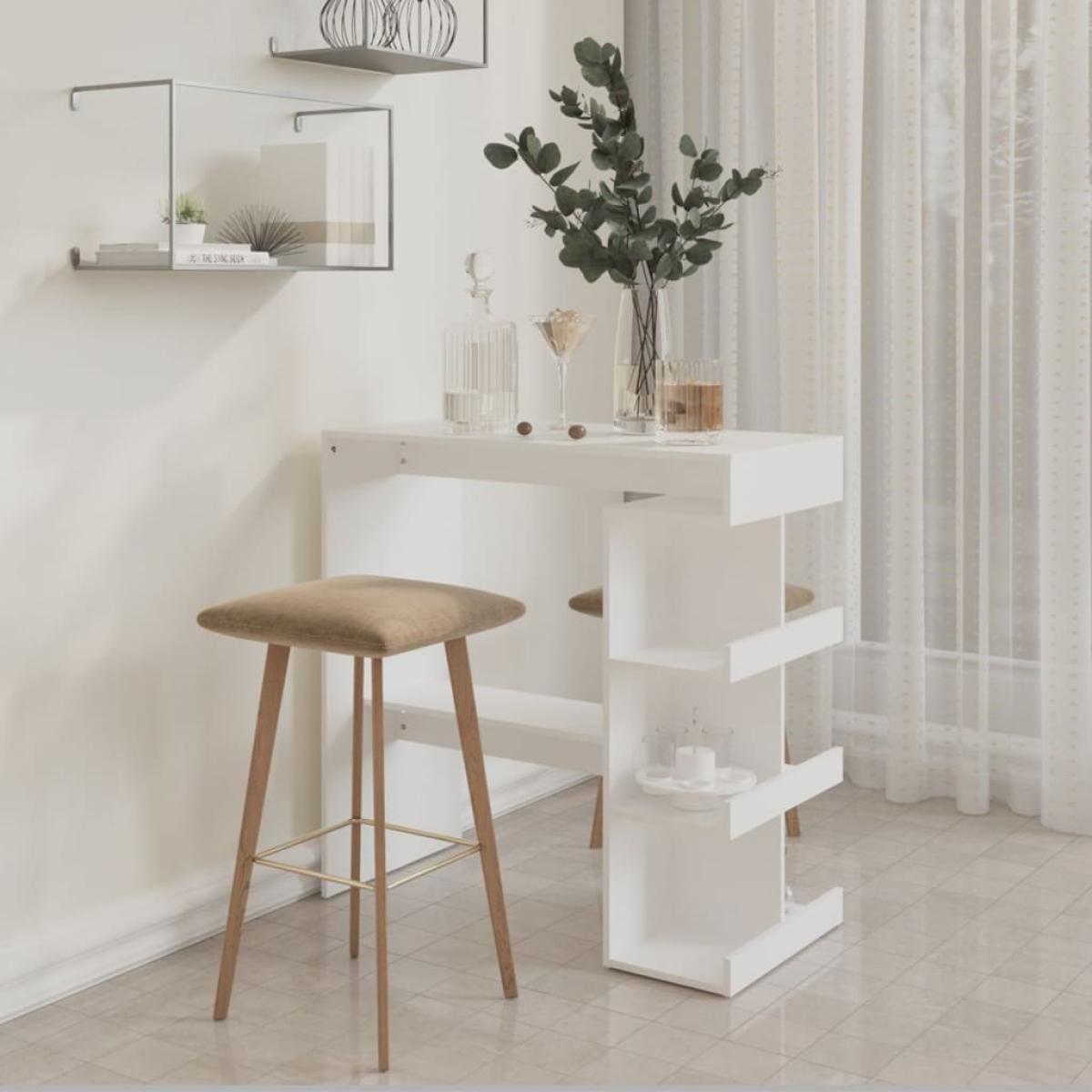 Mesa bar estante almacenaje aglomerado blanco 100x50x101,5 cm