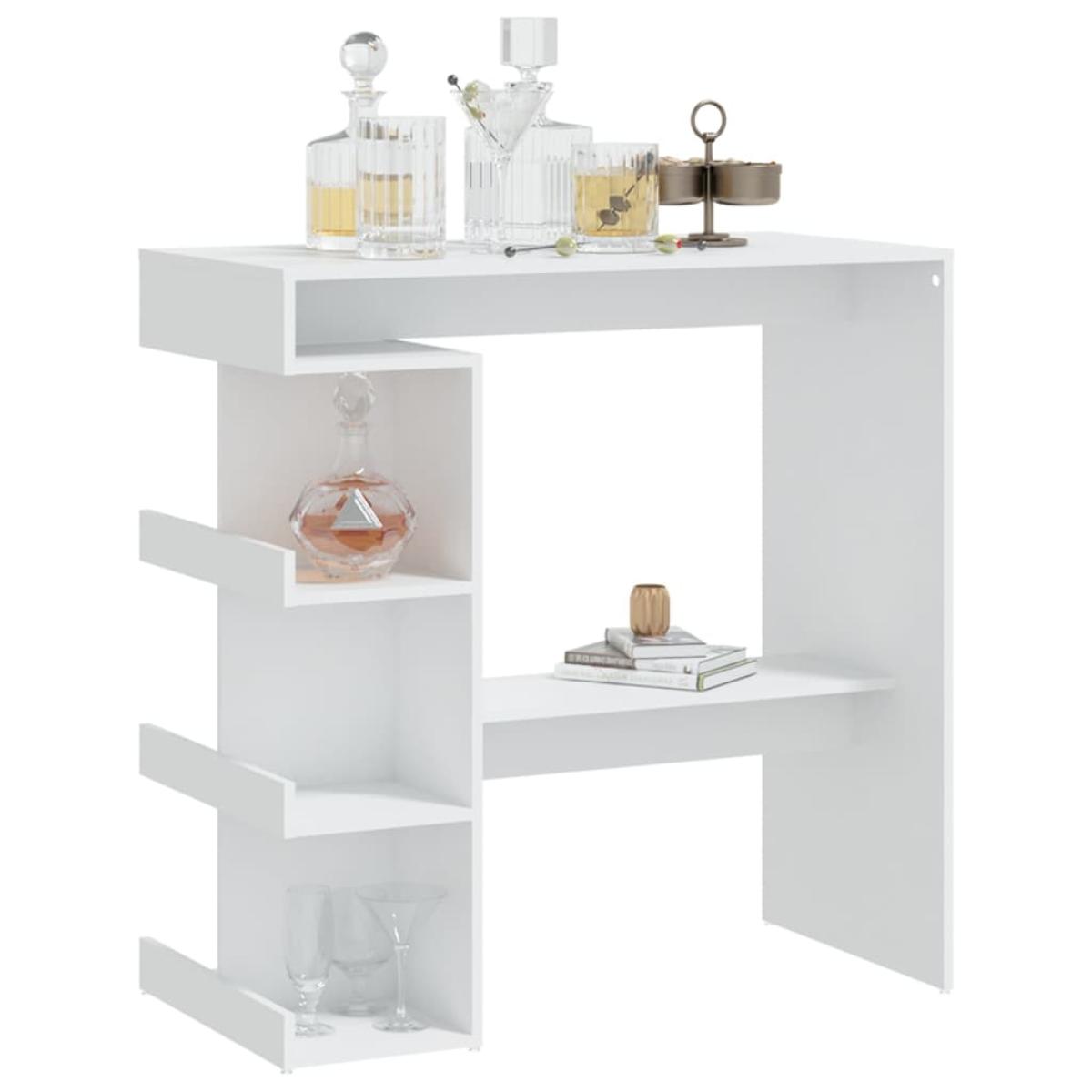 Mesa bar estante almacenaje aglomerado blanco 100x50x101,5 cm