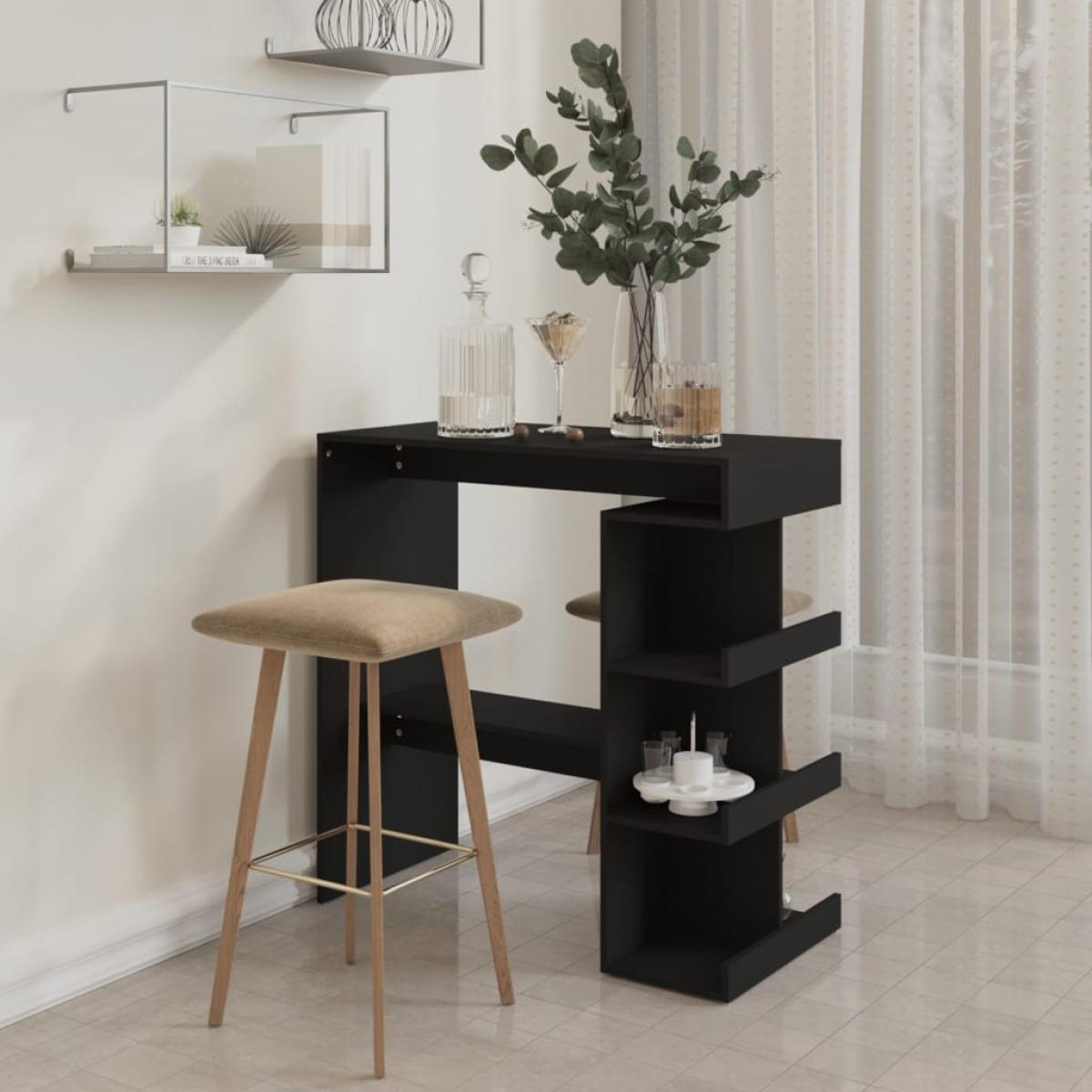 Mesa bar estante almacenaje aglomerado negro 100x50x101,5 cm