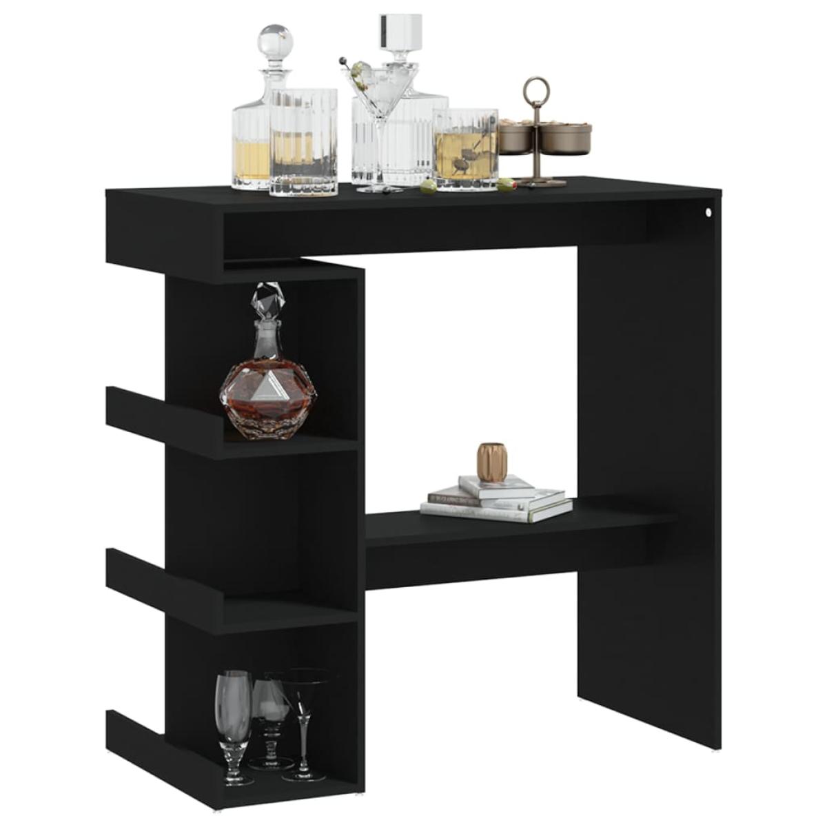 Mesa bar estante almacenaje aglomerado negro 100x50x101,5 cm