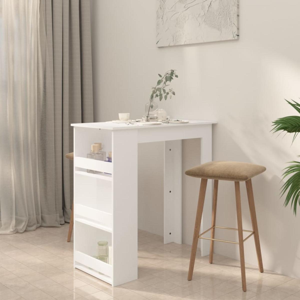 Mesa alta cocina con estante aglomerado blanco 102x50x103,5 cm