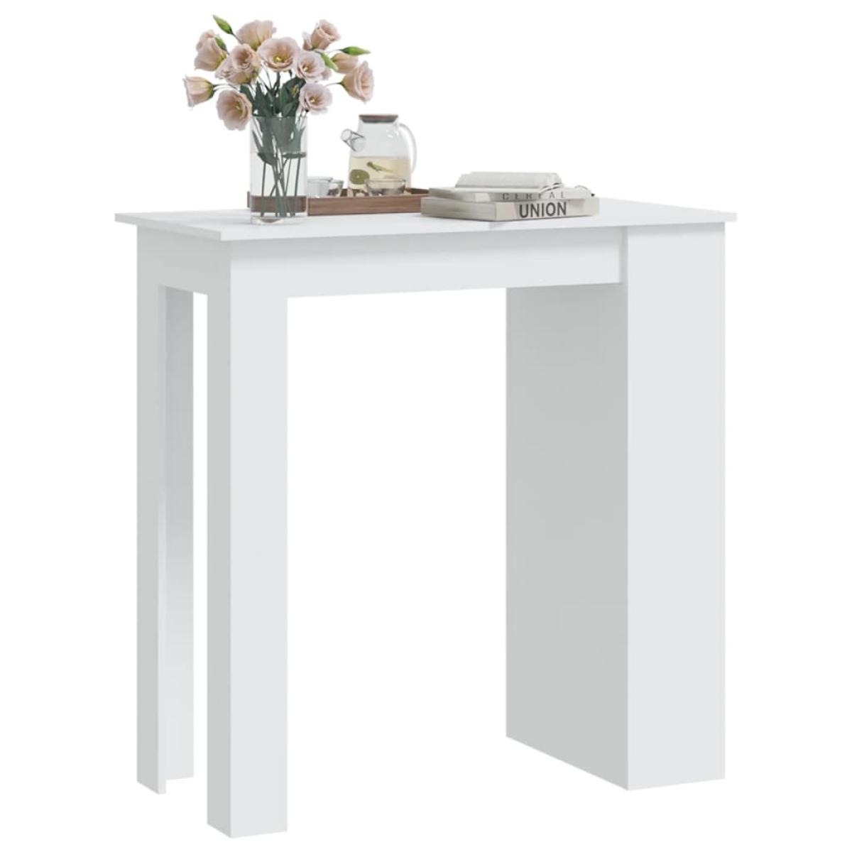 Mesa alta cocina con estante aglomerado blanco 102x50x103,5 cm