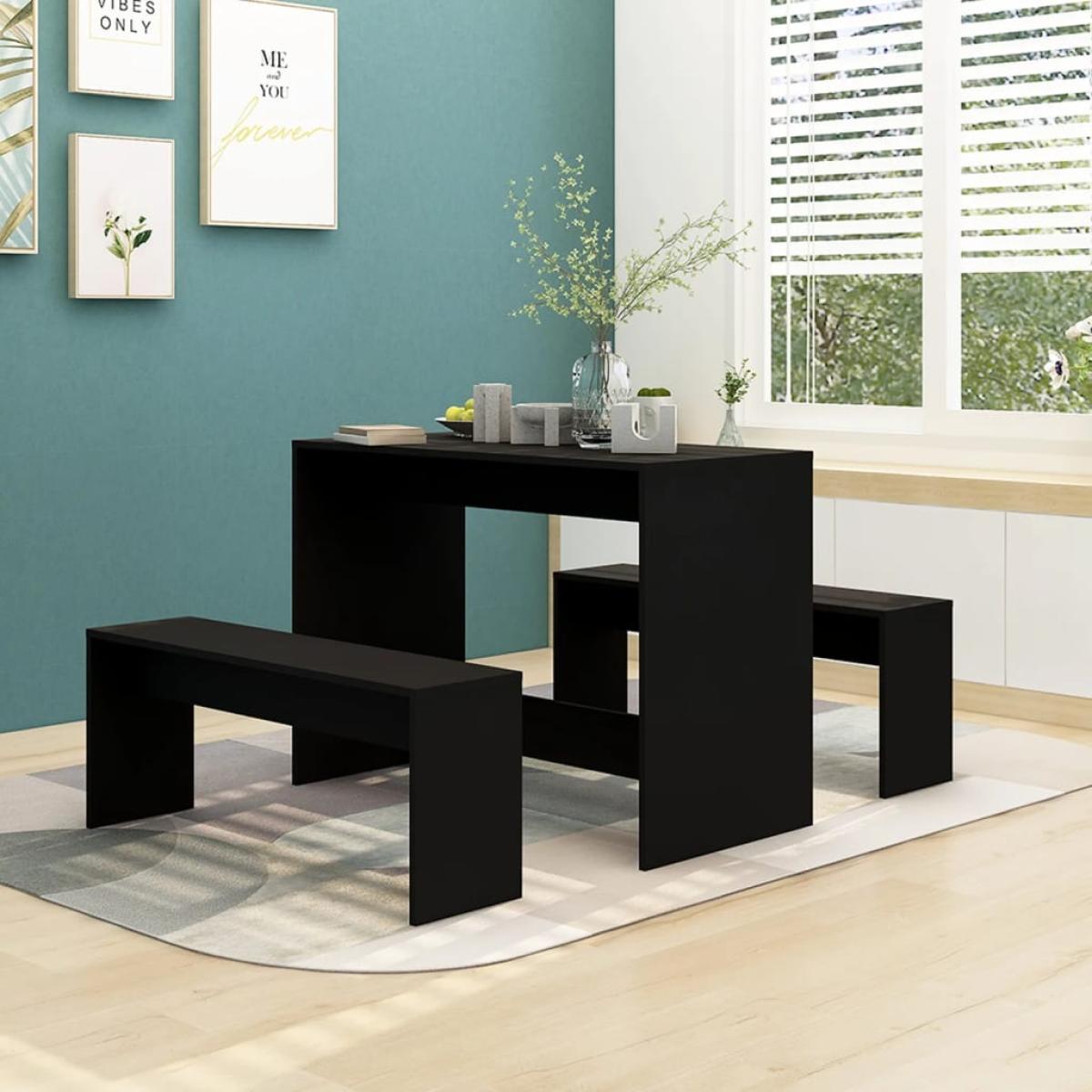 Juego de comedor 3 piezas aglomerado negro
