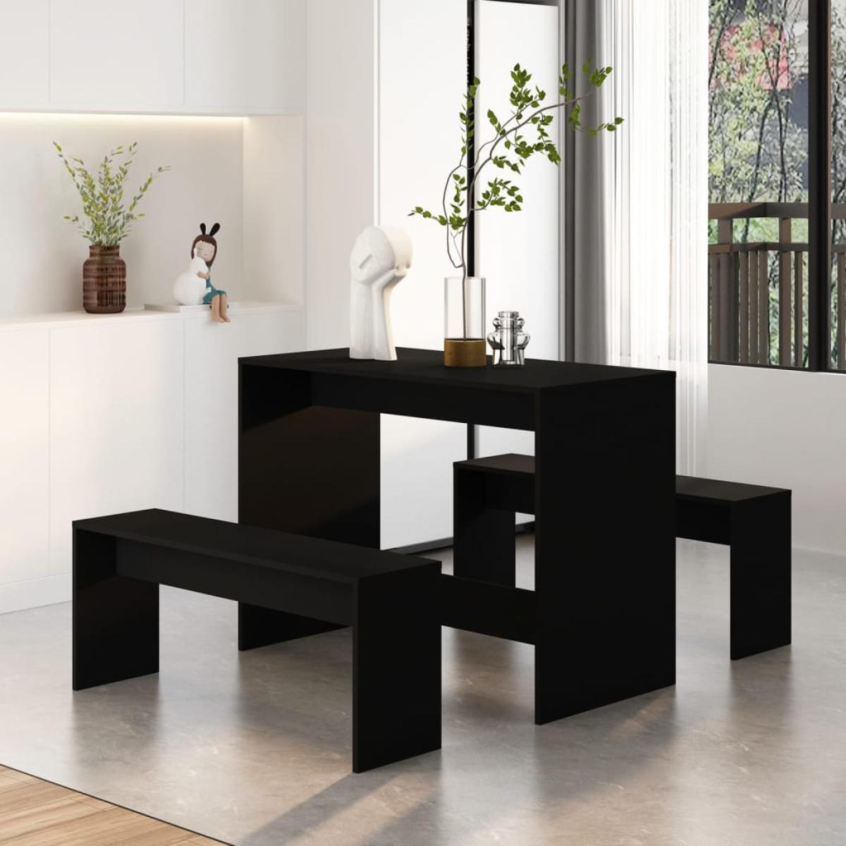 Juego de comedor 3 piezas aglomerado negro