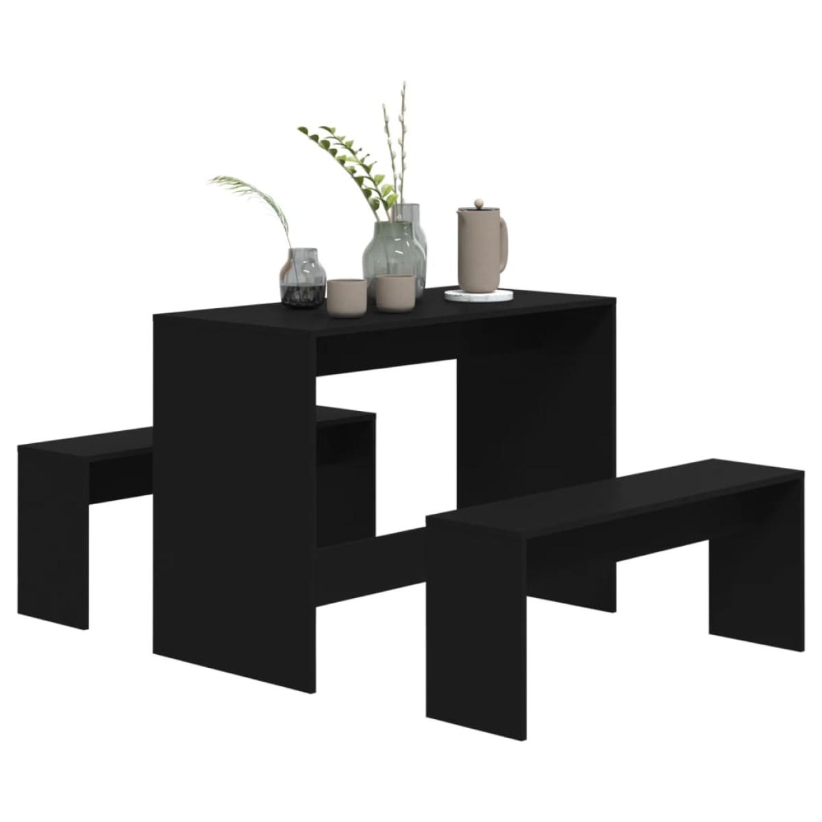 Juego de comedor 3 piezas aglomerado negro
