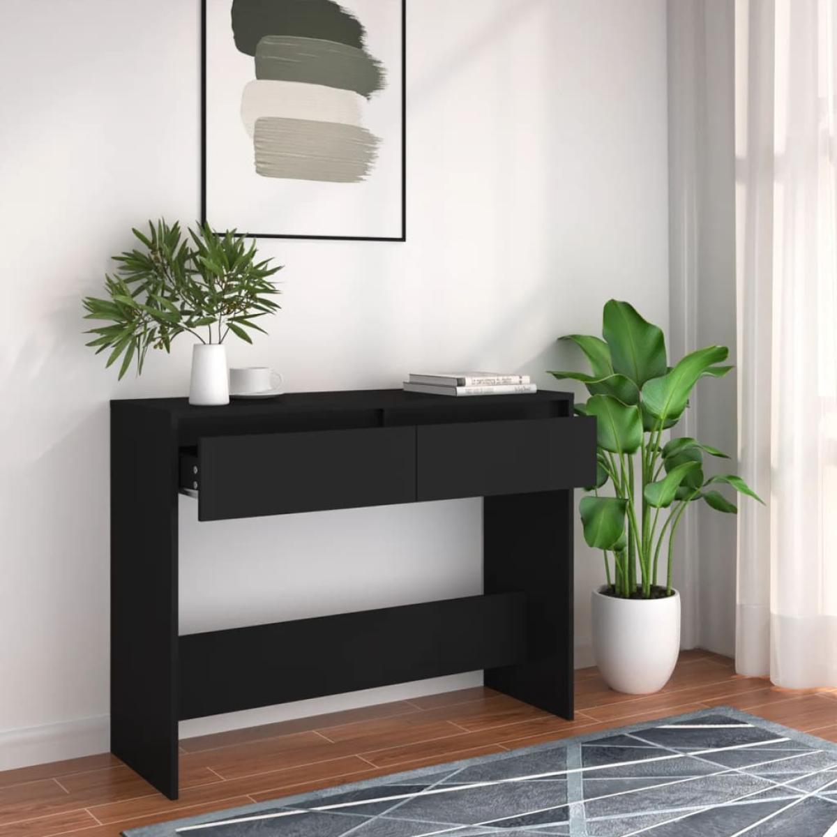 Mesa consola de aglomerado negro 100x35x76,5 cm