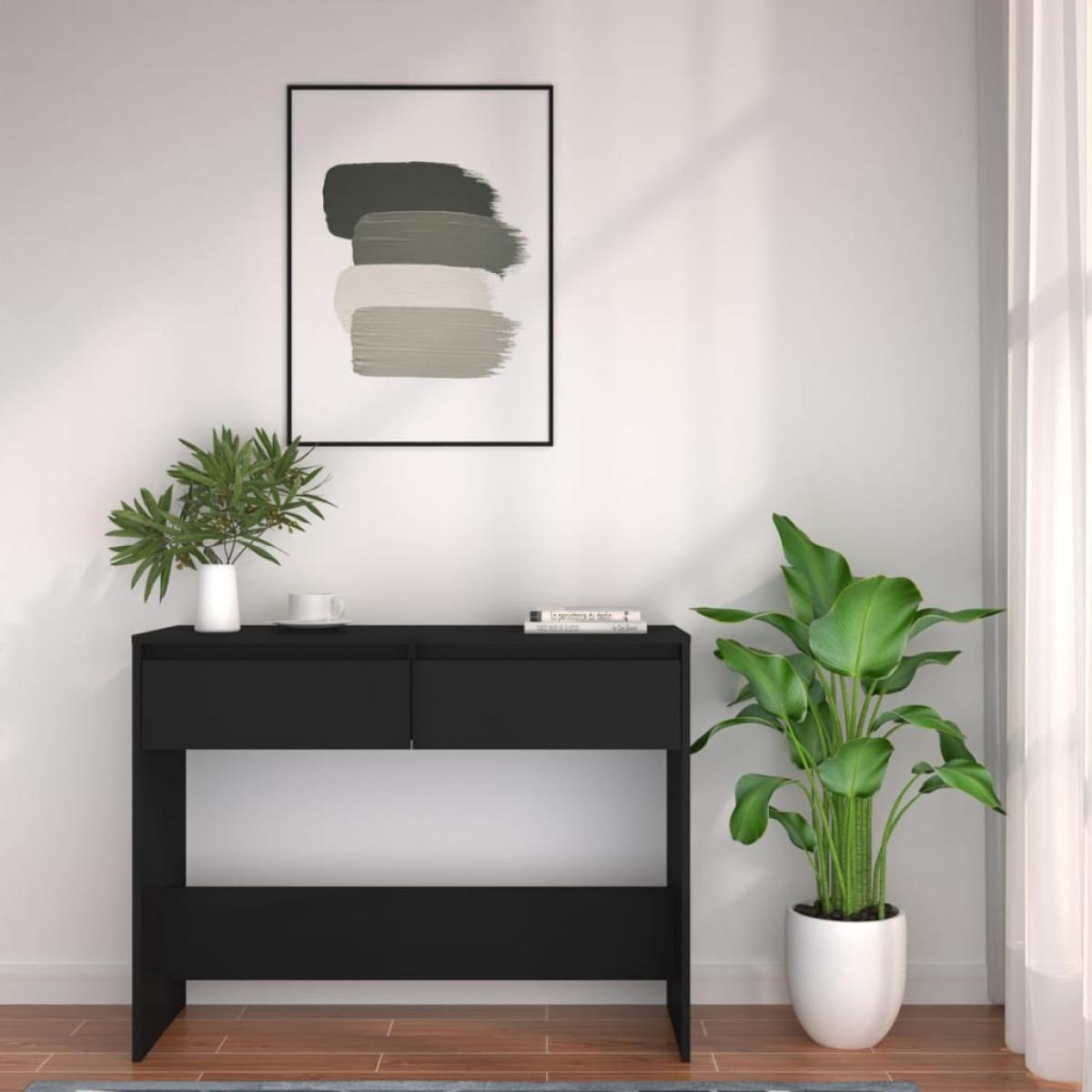 Mesa consola de aglomerado negro 100x35x76,5 cm