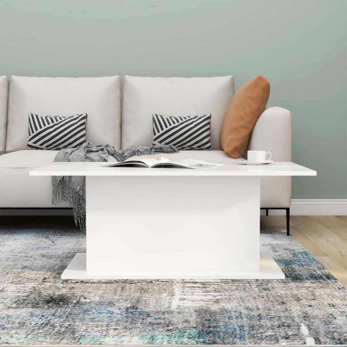 Mesa de centro de aglomerado blanco 102x55,5x40 cm