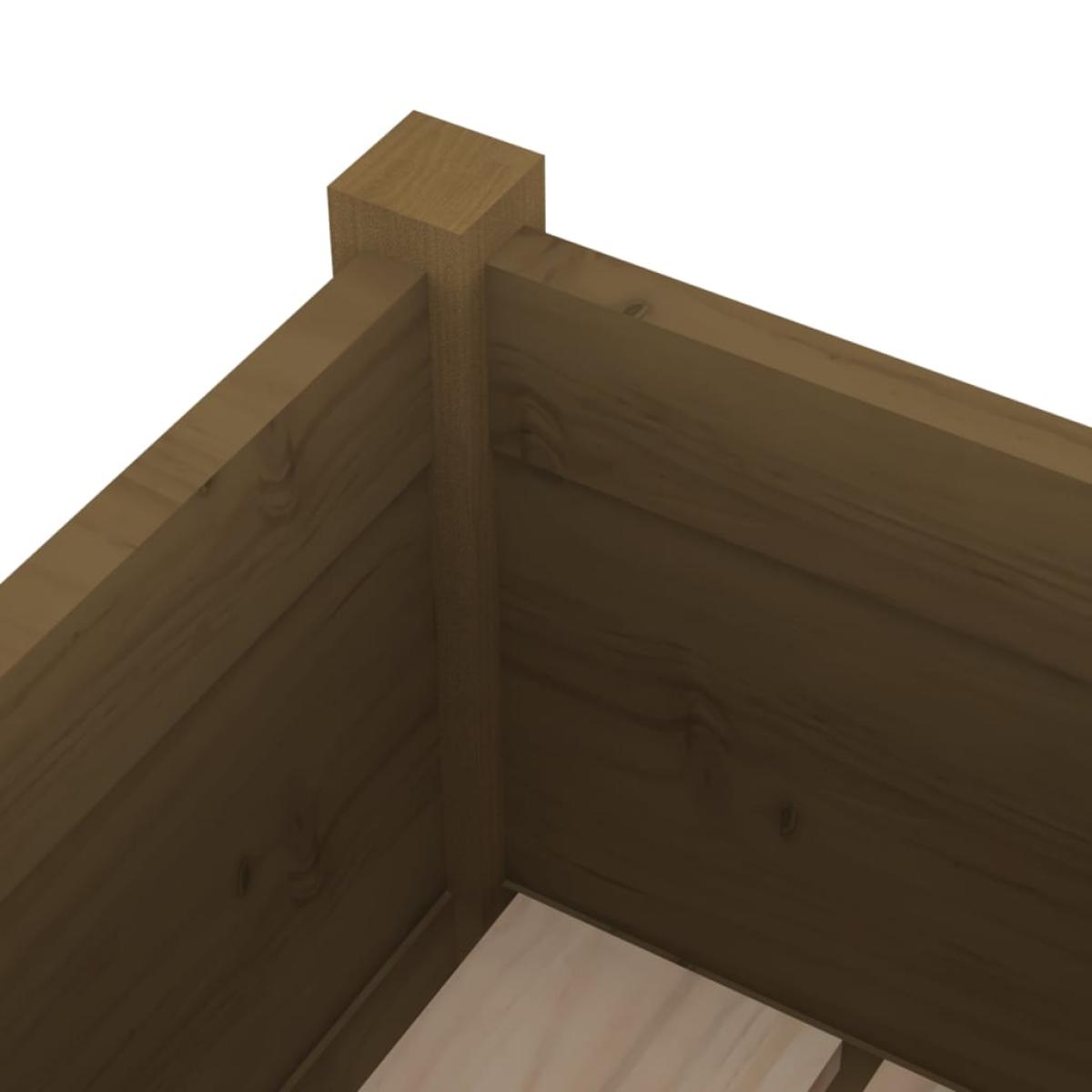Jardinera de madera maciza de pino marrón miel 31x31x70 cm