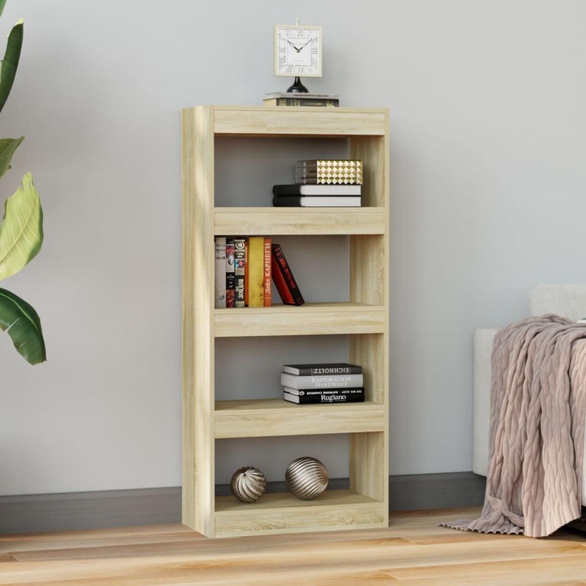 Estantería madera contrachapada color roble Sonoma 60x30x135 cm