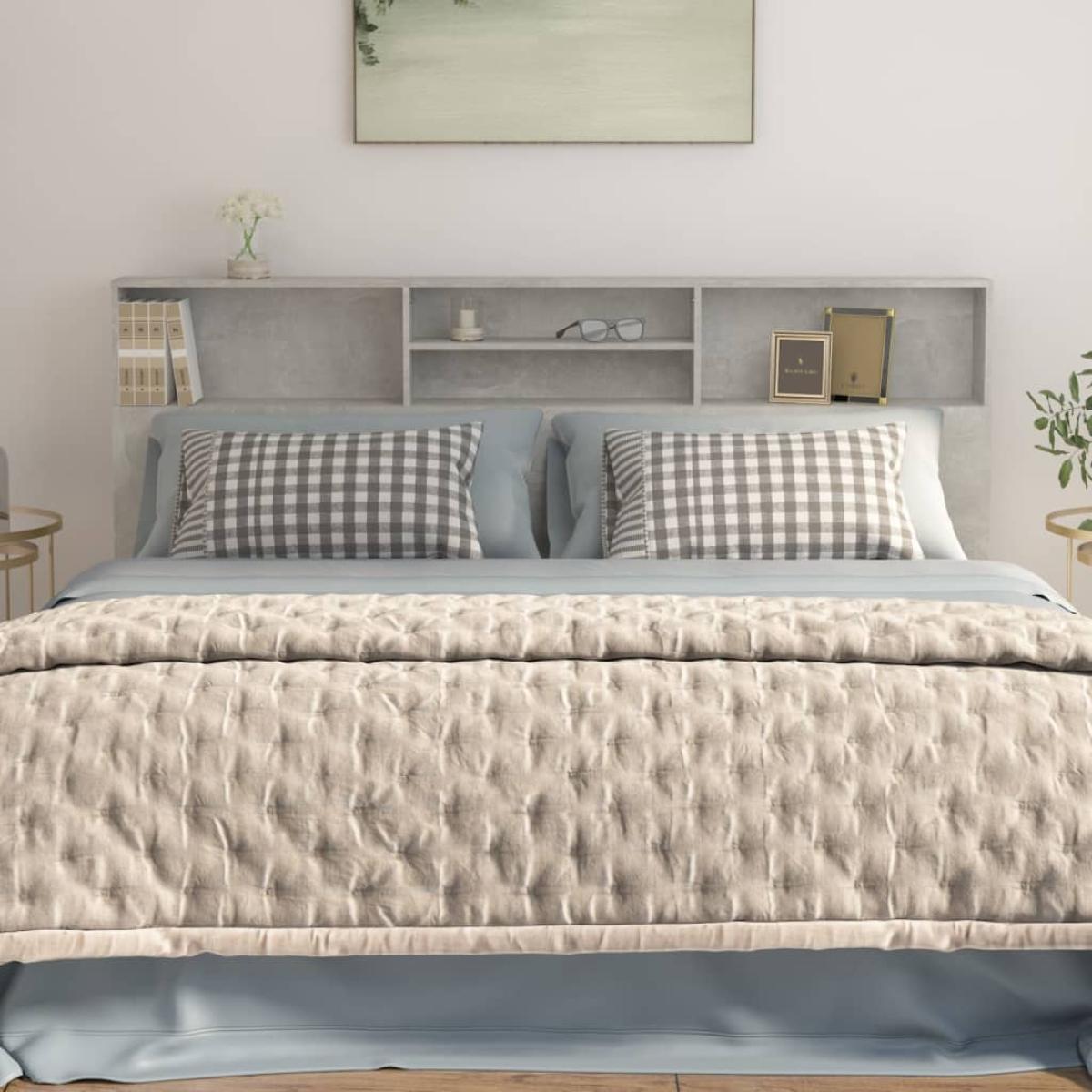 Mueble cabecero gris hormigón 200x19x103,5 cm