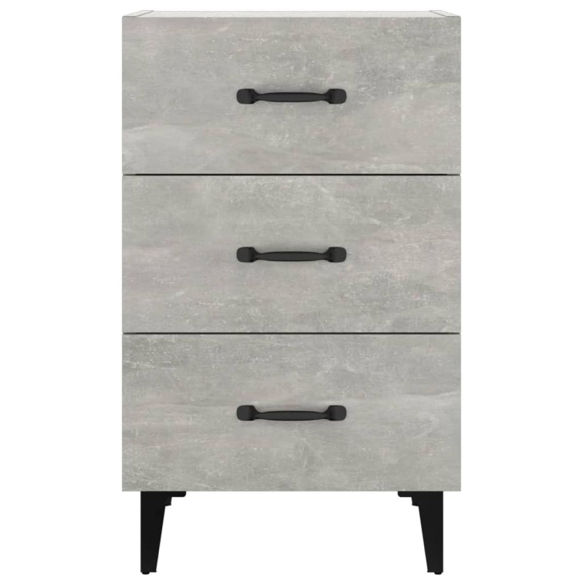Mesita de noche madera contrachapada gris hormigón 40x40x66 cm