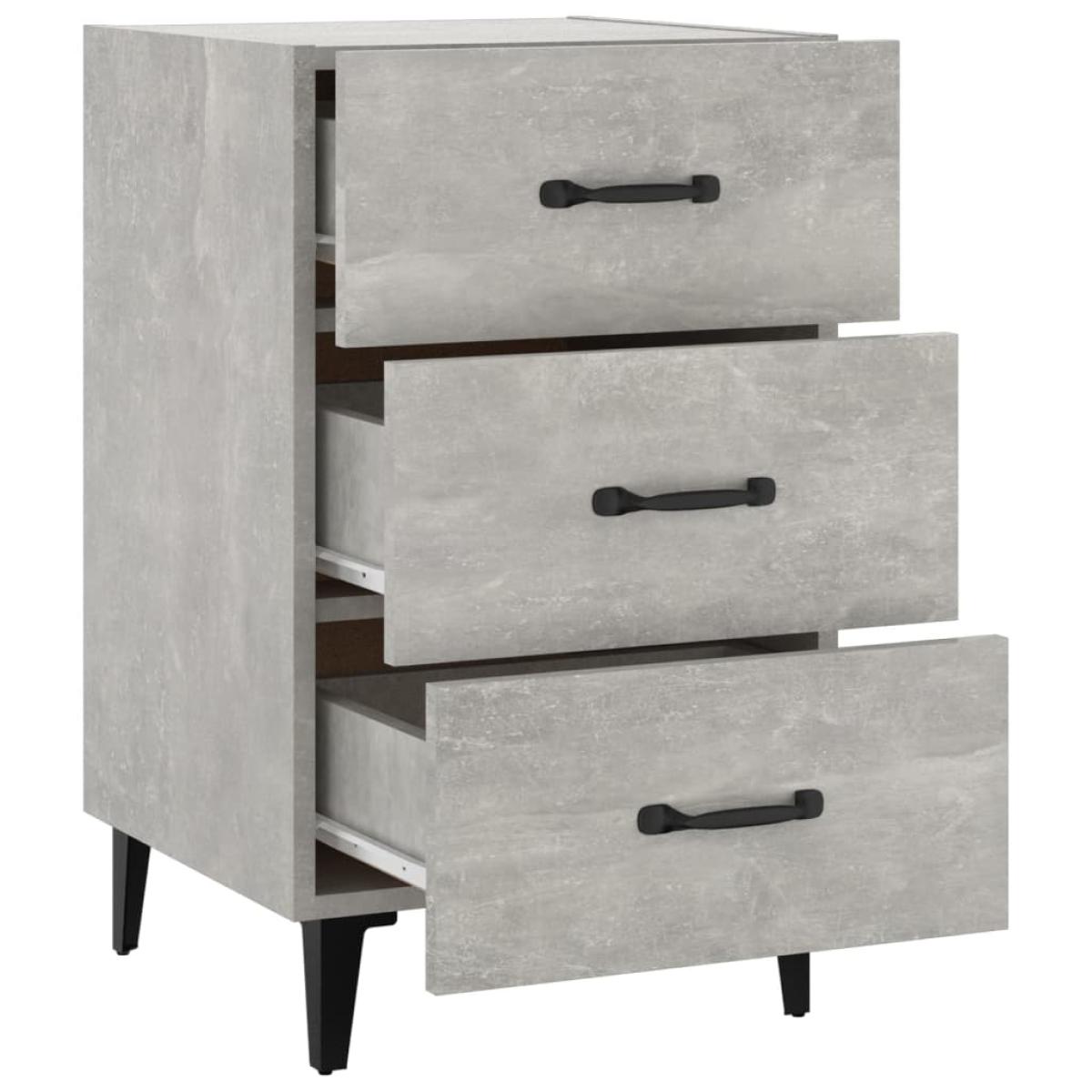 Mesita de noche madera contrachapada gris hormigón 40x40x66 cm