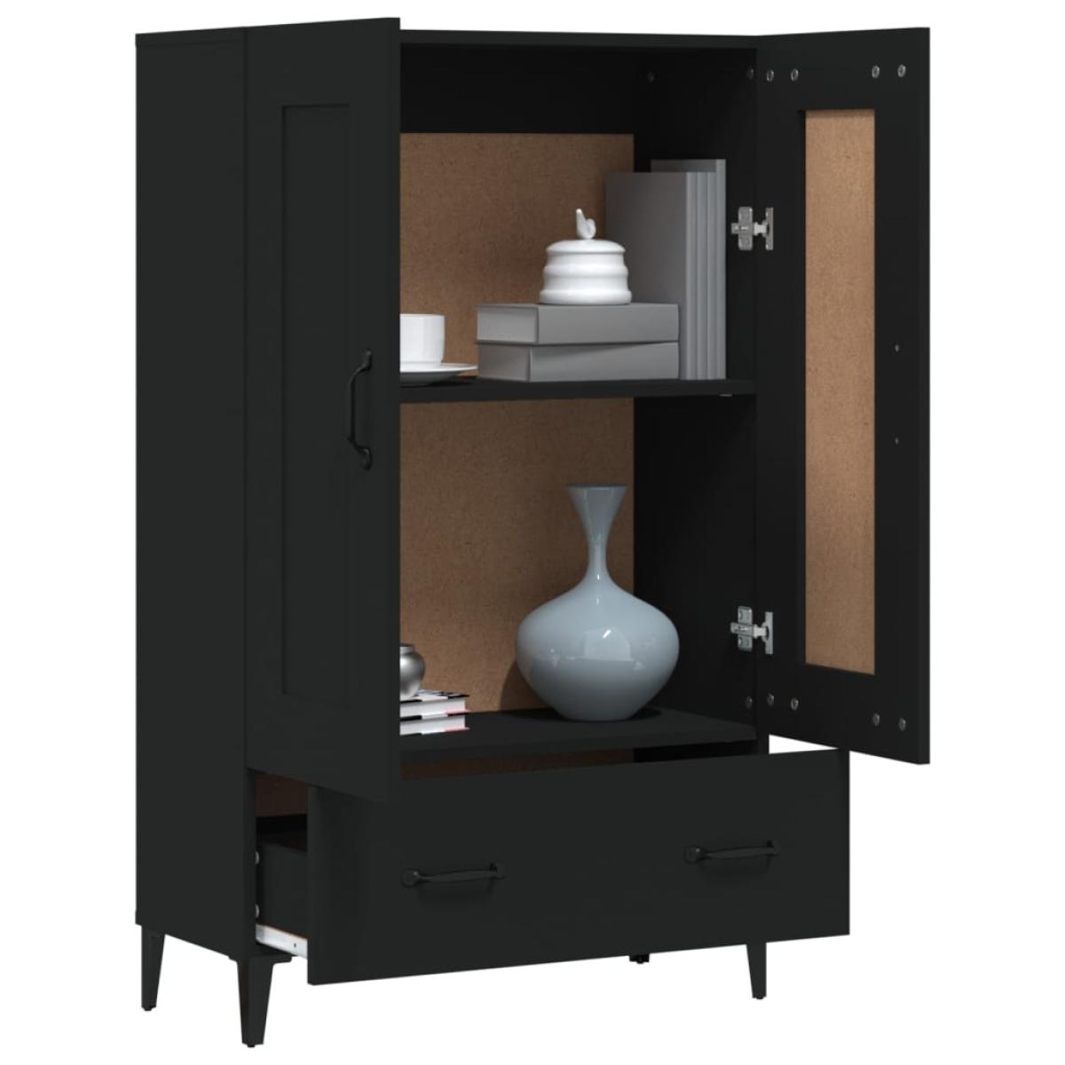 Aparador de madera contrachapada negro 70x31x115 cm