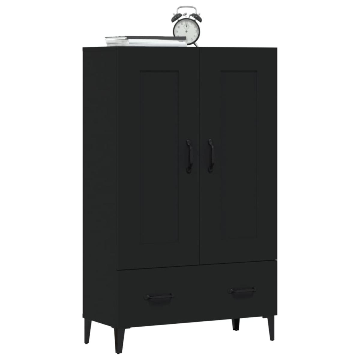 Aparador de madera contrachapada negro 70x31x115 cm