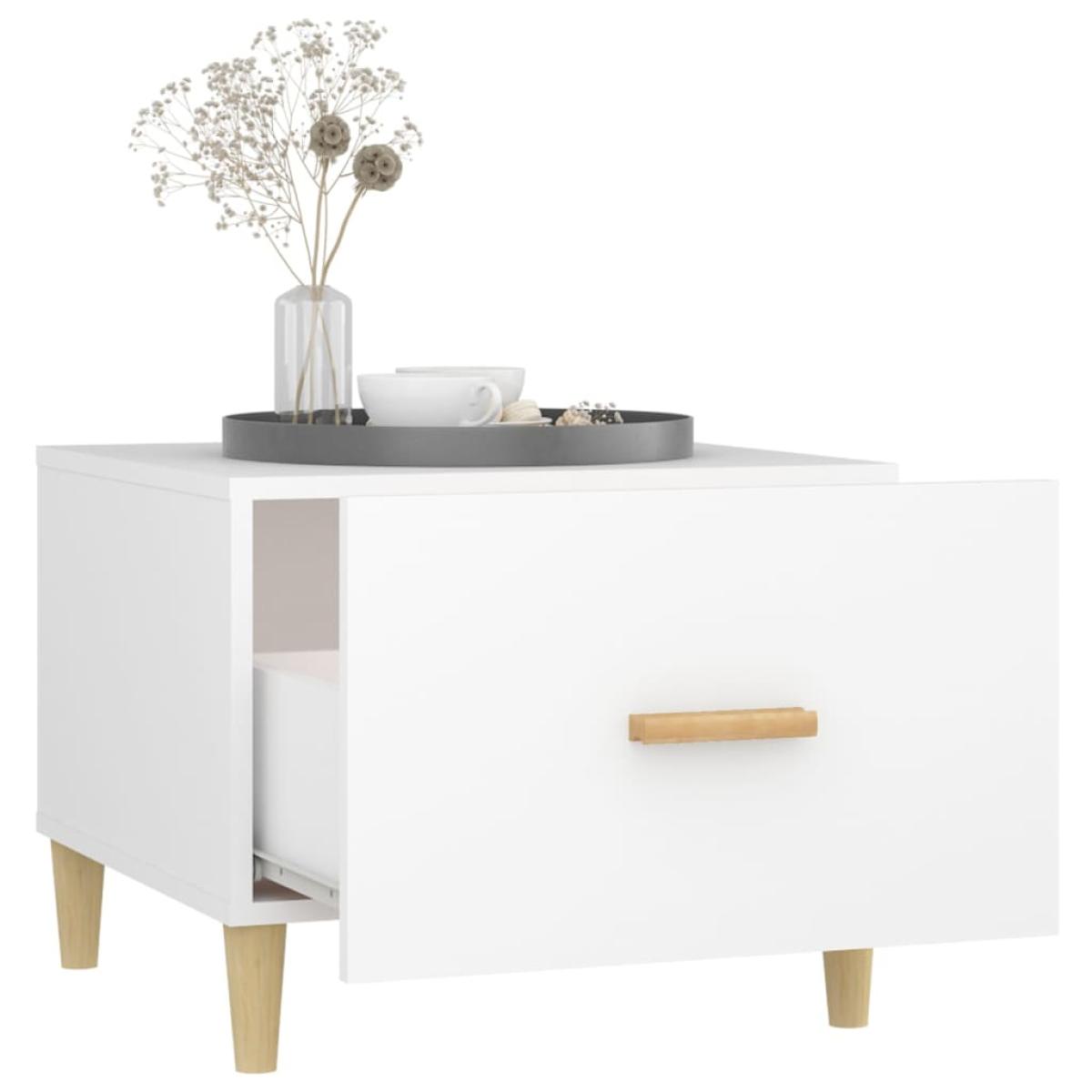 Mesas de centro 2 uds madera contrachapada blanco 50x50x40 cm