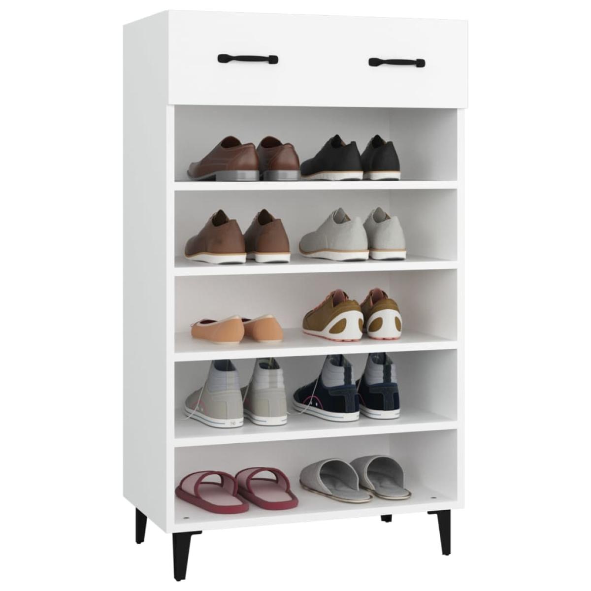 Mueble zapatero de madera contrachapada blanco 60x35x105 cm