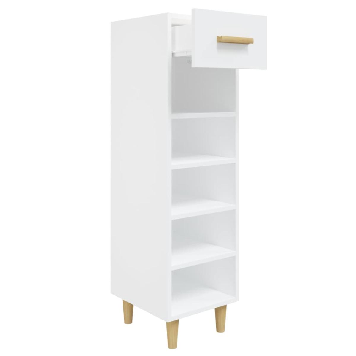 Mueble zapatero de madera contrachapada blanco 30x35x105 cm