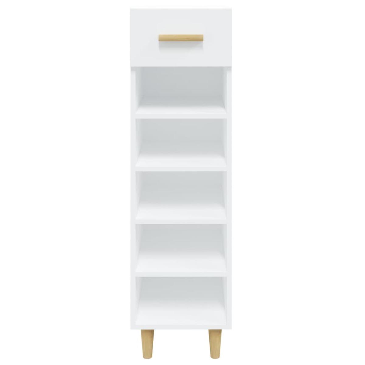 Mueble zapatero de madera contrachapada blanco 30x35x105 cm