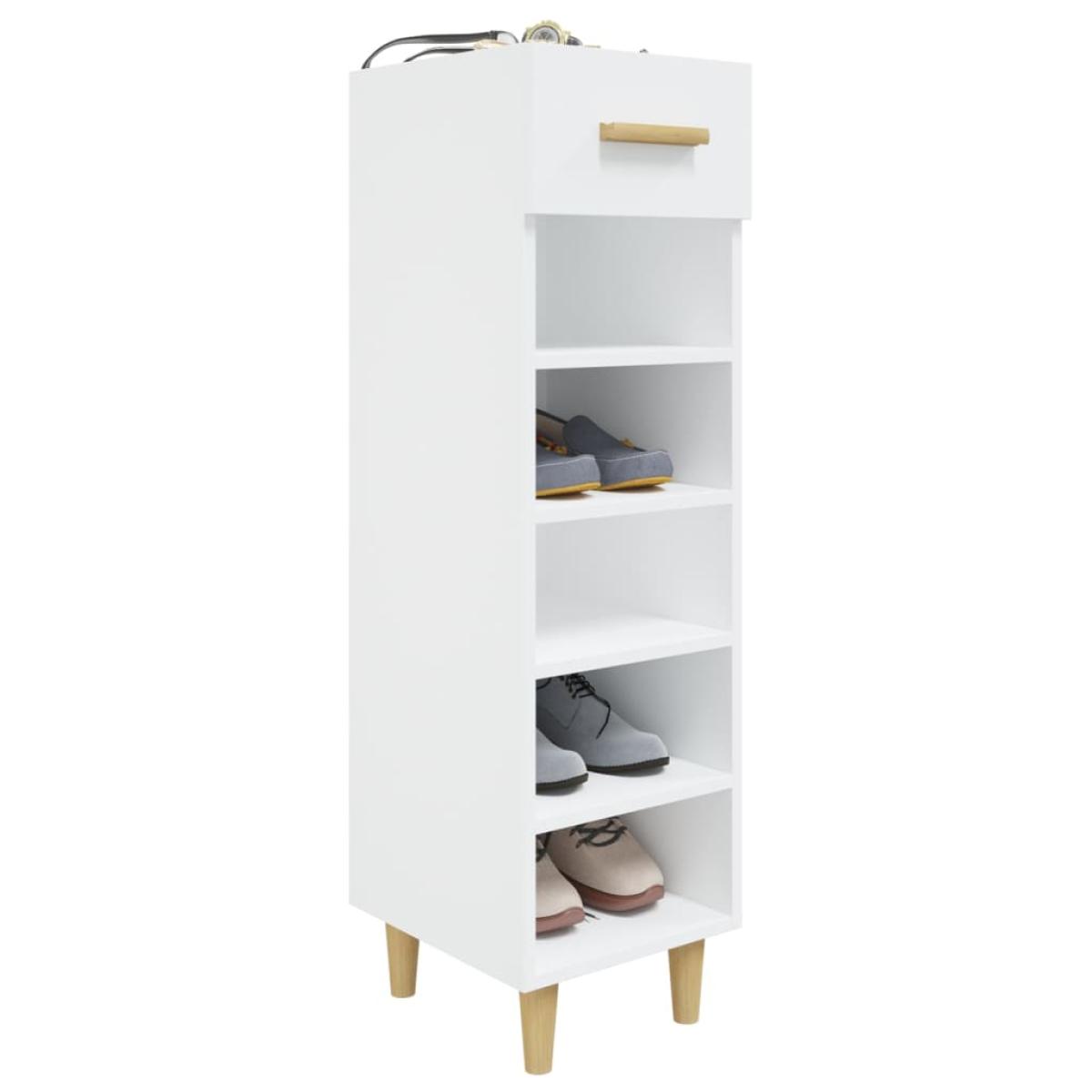 Mueble zapatero madera contrachapada blanco brillo 30x35x105 cm