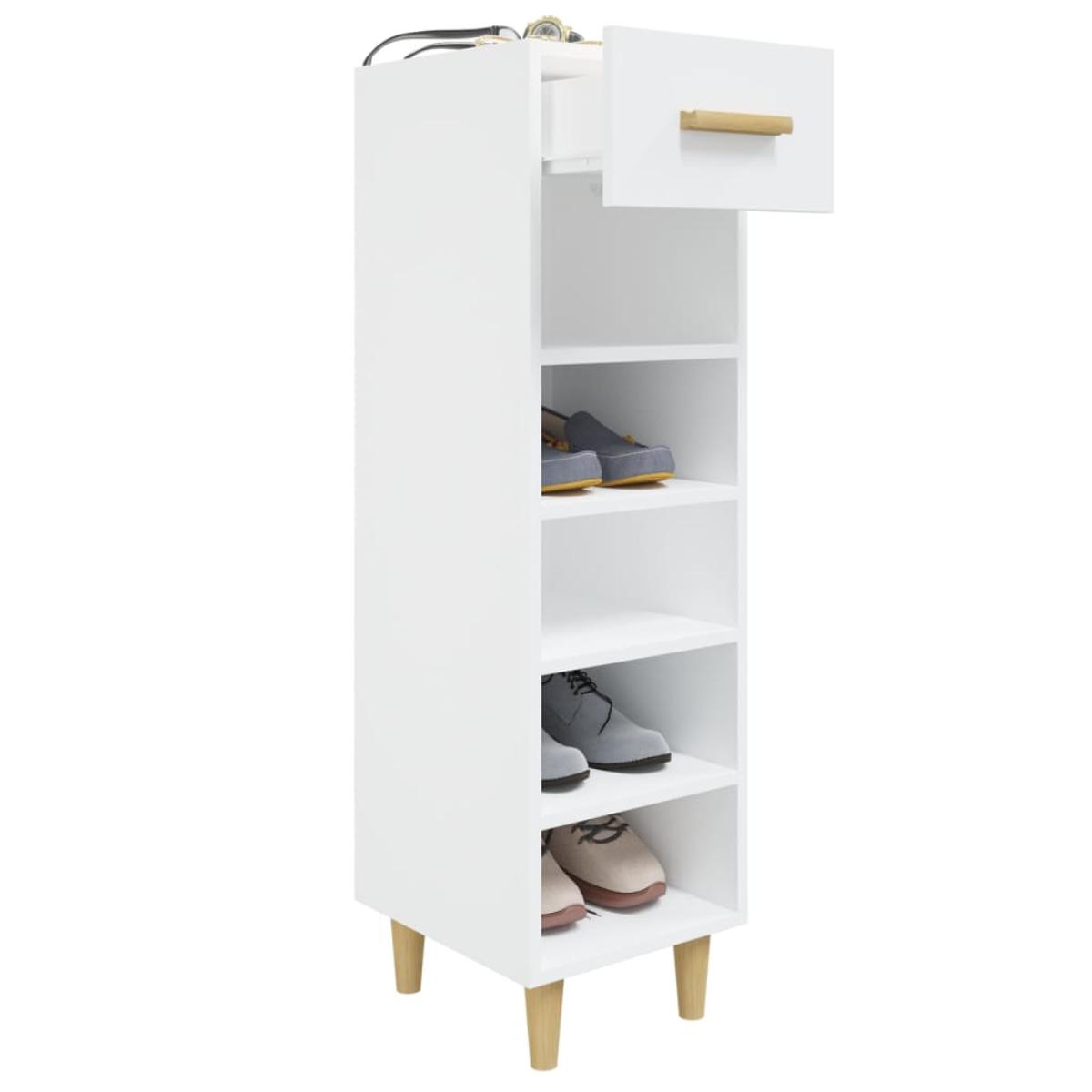 Mueble zapatero madera contrachapada blanco brillo 30x35x105 cm