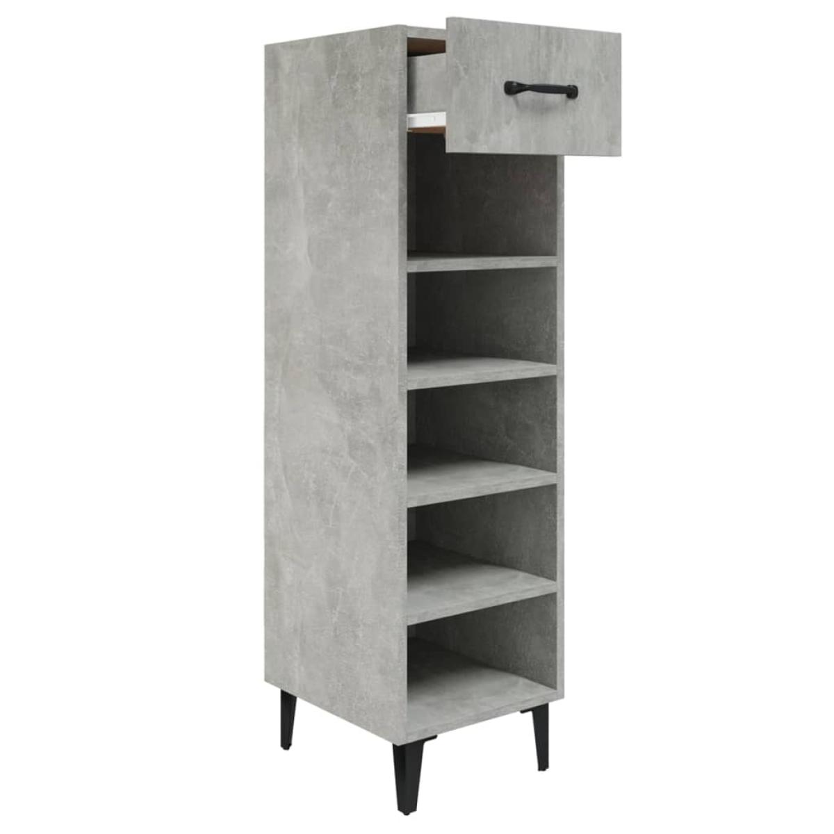 Mueble zapatero madera contrachapada gris hormigón 30x35x105 cm