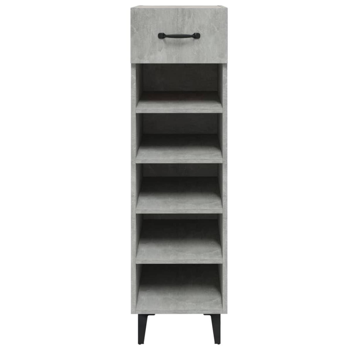 Mueble zapatero madera contrachapada gris hormigón 30x35x105 cm