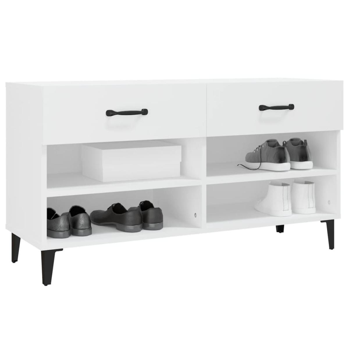 Mueble zapatero madera contrachapada blanco 102x35x55 cm