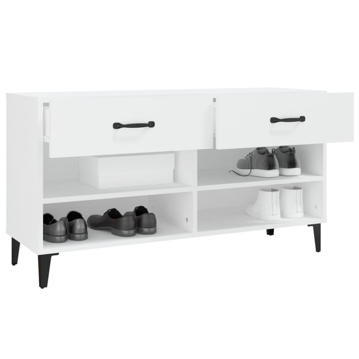 Mueble zapatero madera contrachapada blanco 102x35x55 cm