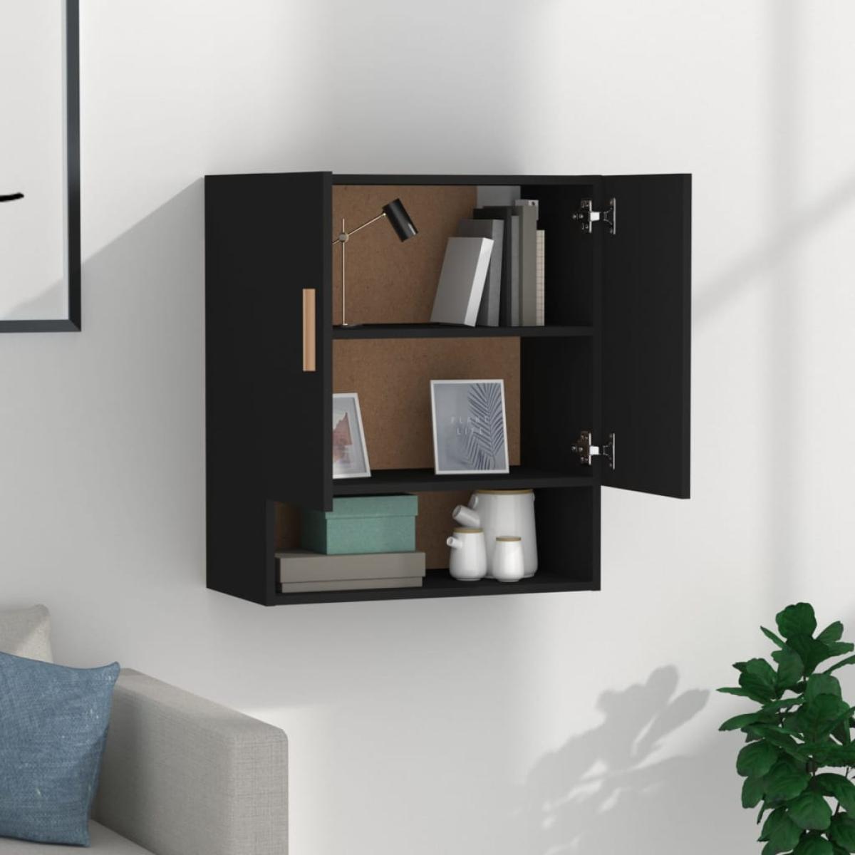 Armario de pared madera contrachapada negro 60x31x70 cm