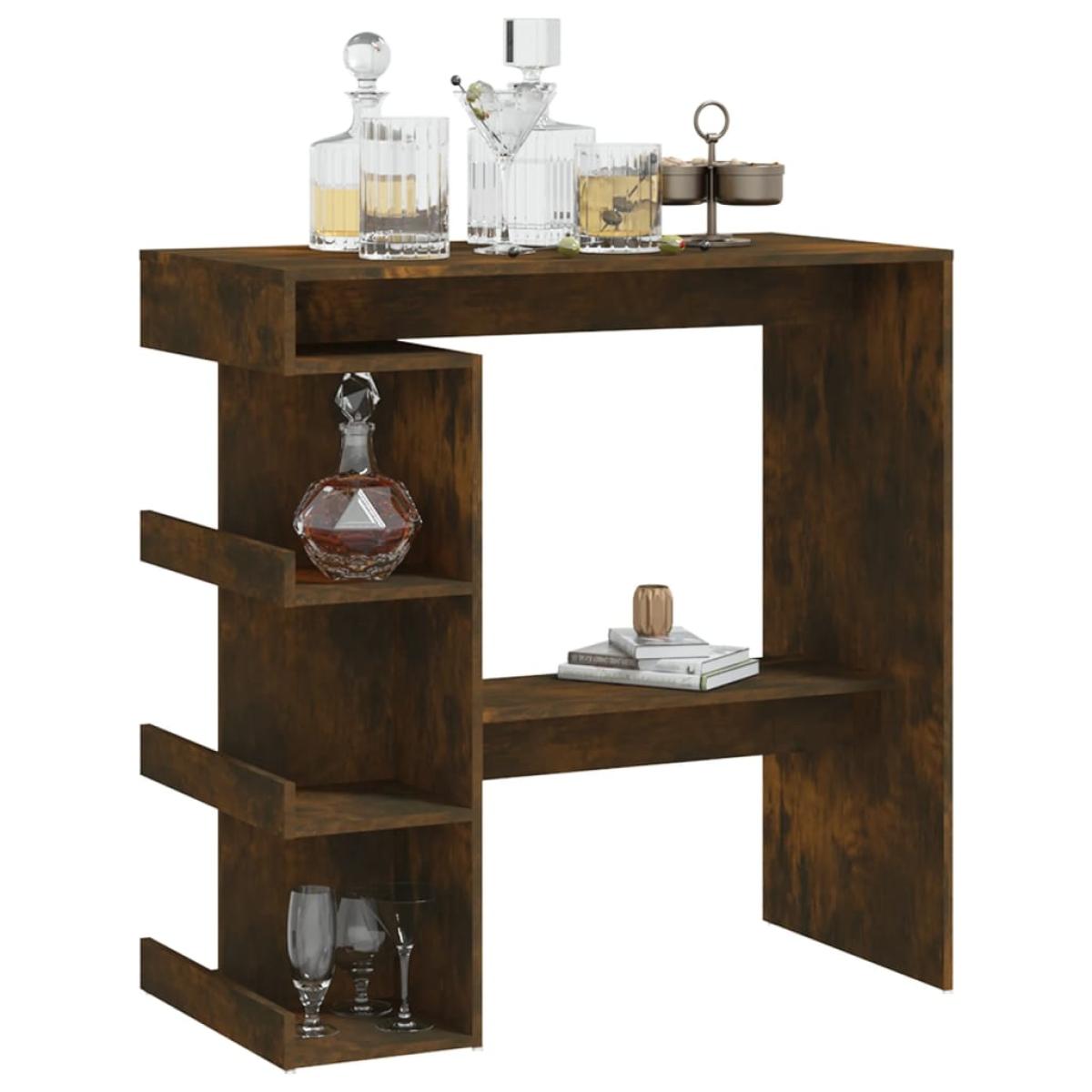 Mesa bar con estante aglomerado roble ahumado 100x50x101,5 cm