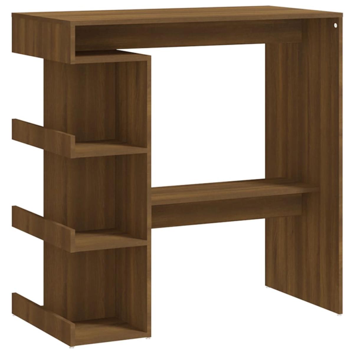 Mesa bar con estante aglomerado marrón roble 100x50x101,5 cm