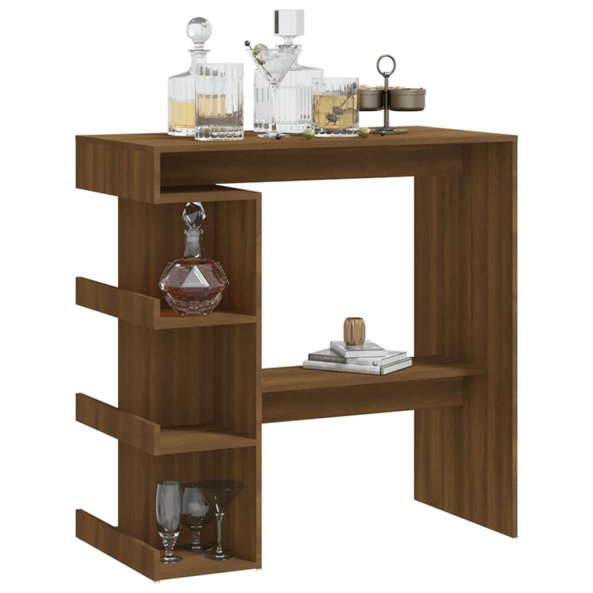 Mesa bar con estante aglomerado marrón roble 100x50x101,5 cm
