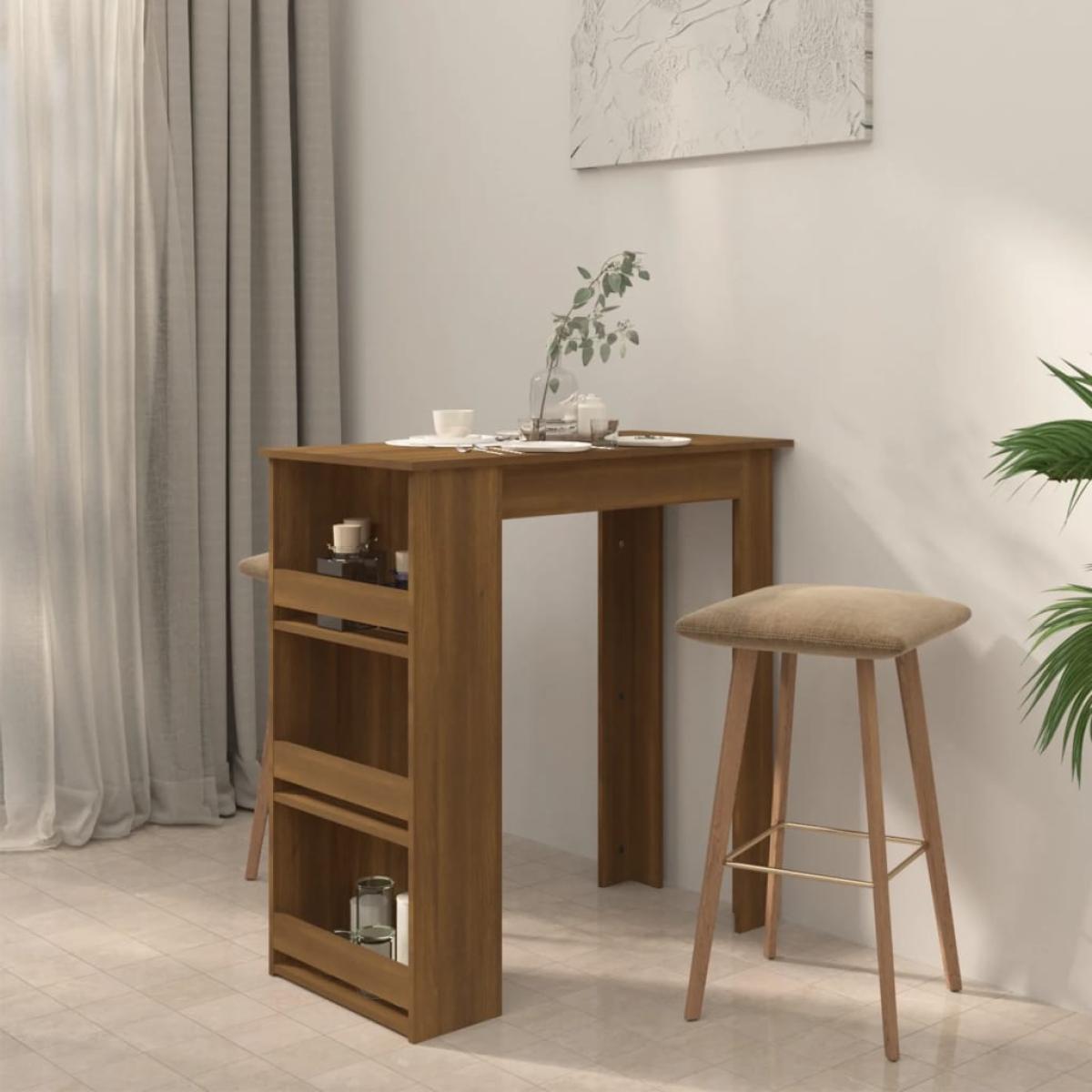 Mesa alta con estante contrachapada roble marrón 102x50x103,5cm