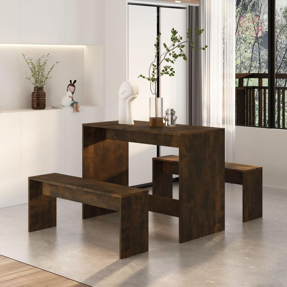 Juego de comedor 3 piezas aglomerado color roble ahumado
