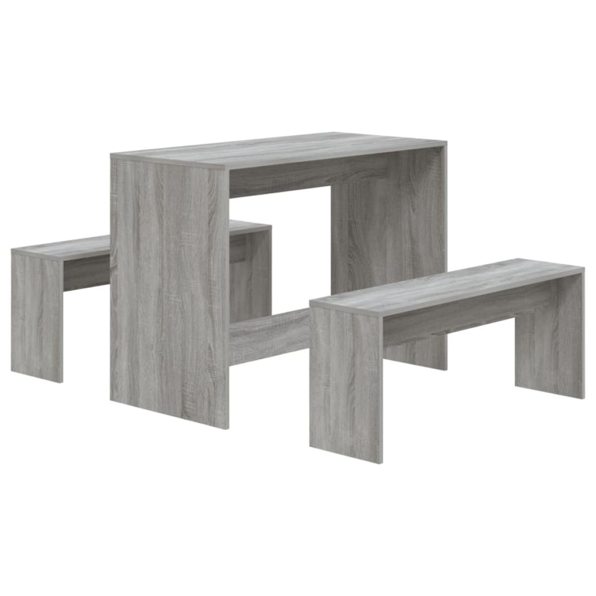 Juego de comedor 3 piezas aglomerado color gris Sonoma